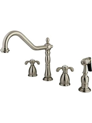 Pirinç KB1798TXBS Fransız Country Breitgefaechert Mutfak Musluk Pirinç Spray, Saten Nikel
