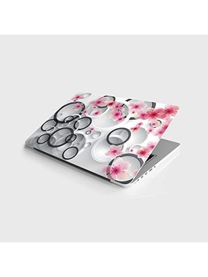 Laptop Notebook Pc Kaplama Etiketi Yuvarlak Çiçekler