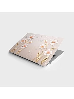 Laptop Bilgisayar Notebook Pc Kaplama Etiketi 3D Çiçek