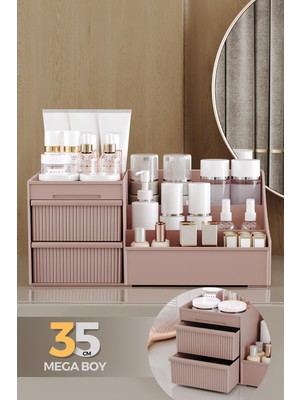 Empressco Pufwin Home Elegance Xl (35CM) Desenli Çekmeceli Kozmetik Makyaj Düzenleyici Organizer Rose Gold - Fiyatı, Yorumları