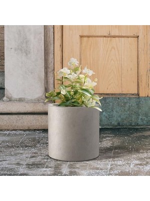 Kante 12.6 "dia Yuvarlak Saksı, Modern Stil Büyük Silindirik Bitki Saksısı, Drenaj Deliği ve Iç Mekan Dış Mekan Için Kauçuk Tapa, Yıpranmış