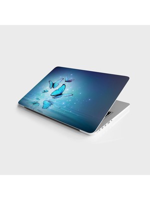 Laptop Bilgisayar Notebook Pc Kaplama Etiketi Mavi Kelebekler