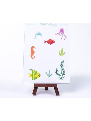Renkli Şekilli Tablet Sticker Seti, Underwater, A5 2 Sayfa