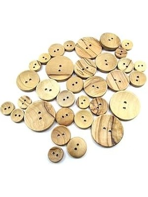 Tahta Dikme, 2 Delik Çanak Model, Doğal Ahşap, Zeytin AĞACI,100 Adet 20MM-32L