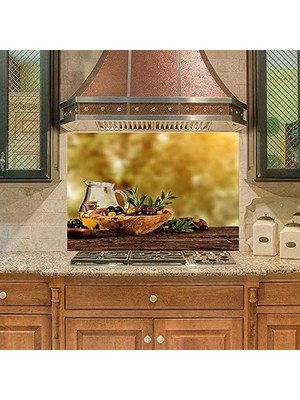 Mutfak Duvar Tezgah Arası Ocak Arkası Kaplama Zeytinyağı Zeytin Sol