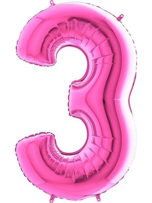 BenimMarifetlerim 3 Rakamı Pembe Folyo Balon 40 Inch 90 cm