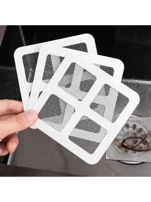 Yapışkanlı Banyo Gideri Süzgeci 10’lu Set – Tek Kullanımlık Evye Tıkanıklık Önleyici, Saç ve Çöp Tutucu, Hijyenik Lavabo Filtresi, 10X10 cm