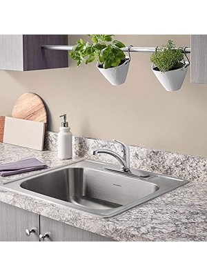 Standard 7074040.002 Colony Pro Tek Kulplu Mutfak Bataryası Yan Sprey ve Deckplate, Parlak Krom