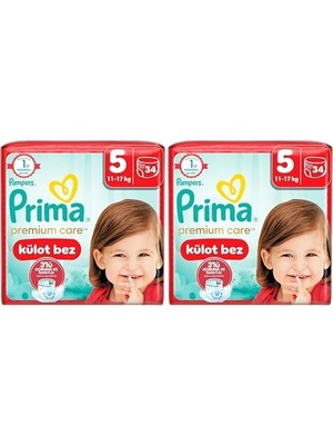 Premium Care Külot Bebek Bezi 5 Numara 34 Adet Junior (2 Paketi)
