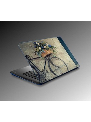 Laptop Notebook Pc Kaplama Etiketi Bisiklet Çiçekler