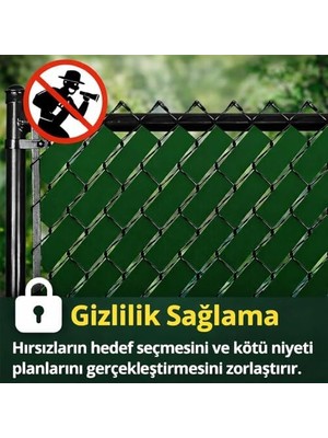 Örgü Tel Koruma Kapatma Gizlilik Bantları Pvc Çit Şeridi (50 Metre) (5cm Yeşil)