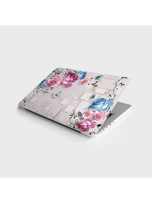 Laptop Bilgisayar Notebook Pc Kaplama Etiketi Çiçekler Kare Doku