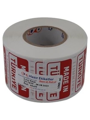 Made In Türkiye Baskılı Kuşe Etiket 50MM x 30MM 1000 Adet