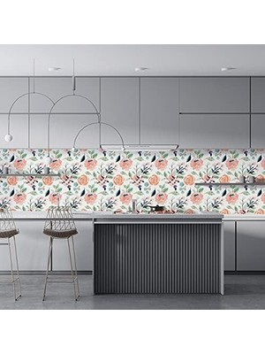Mutfak Tezgah Arası Folyo Kaplama Folyosu Renkli Çiçek 5. Model 60 x 400