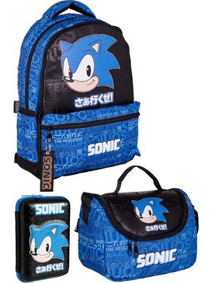 Sonic Temalı Lisanslı Premium 3'lü Okul Seti Sırt Çantası-Beslenme Çantası-Kalemlik