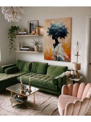 Artopio Modern Afro Kadın Portresi Mdf Duvar Tablosu | Uv Baskılı Dekoratif Salon Tablosu