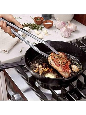 Barbekü Mangal Izgara Maşası, Uzun Maşa,paslanmaz Çelik, Silikon, 35 cm