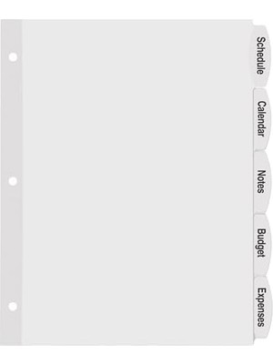 Big Tab Yazdırılabilir Beyaz Etiket Ayırıcılar, Kolay Soyulur, 5 Sekme, 20 Set (14434)