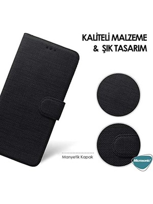 Galaxy A33 5g Için Kılıf Fabric Book Wallet Siyah [galaxy A33 5g ile Uyumlu Kılıf - Siyah]
