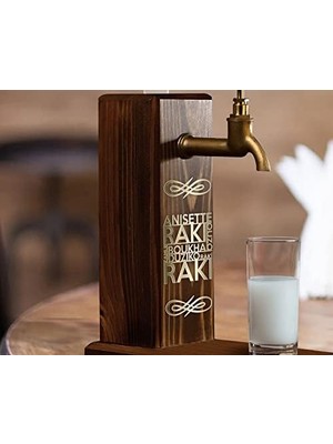 Bk Özel Rakı Baskılı Musluklu Doğal Ahşap Içki Standı, Içki Çeşmesi, Doğum Günü Hediyesi, Ev Hediyesi, Içecek Dispenseri