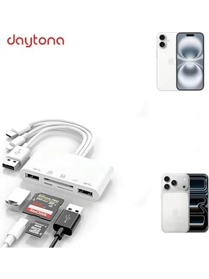 NK1032 Pro Type-C Lightning Usb-A To 2x Usb3.0 Sd Tf Pd Kart Okuyucu Çevirici Hub Adaptör