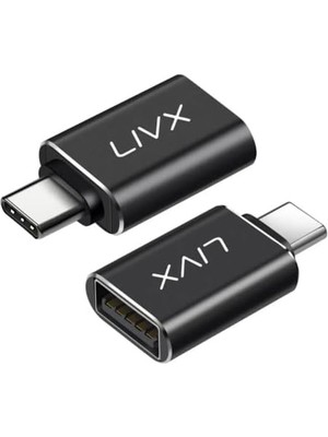 Livx USB 3.1 To Type-C 10GBPS 3A Hızlı Şarj ve Data Aktarımı Çevirici Dönüştürücü Otg Adaptör Siyah Otgcz Ikili