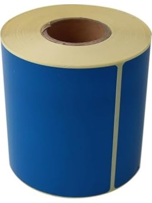 Kuşe Rulo Etiket, 100MM x 140MM 350 Adet Çapı Mavi Zemin Baskılı Rulo
