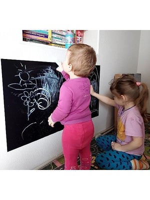 Büyük Boy Yapışkanlı Kara Tahta Tebeşir Hediyeli 100X30CM
