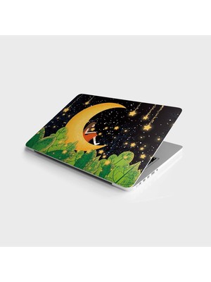 Laptop Bilgisayar Notebook Pc Kaplama Etiketi Ay Yıldız Kız