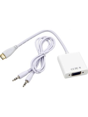 Mini HDMI To VGA Ses Destekli Çevirici Dönüştürücü Adaptör