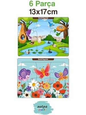 Çocuklar Için Eğitici ve Öğretici Ahşap 6 Parça 13X17 Renkli Puzzle 6'lı SET-606, 8692016027168
