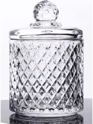 Lüx Kristal Büyük Cam Şekerlik & Cam Lokumluk, Kesme Cam Lüx Şekerlik 13CM*7.8CM - 06640
