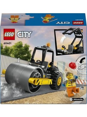 City Yol Silindiri 60401 – 5 Yaş ve Üzeri Kız ve Erkek Çocuklar Için Doğum Günü Hediyesi Fikri, Kürekli ve Baretli Inşaat Işçisi Minifigürü Içeren Yaratıcı Oyuncak Yapım Seti (78 Parça)