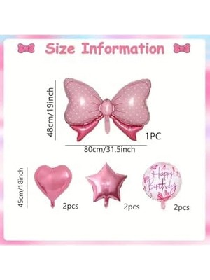 7 Adet Pembe Kurdele Temelli Doğum Günü Balon Seti