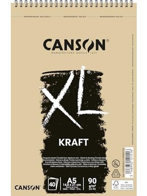 Xl Eskiz ve Resim Defteri, Spiralli, 40 Sayfa, A5, Brun, 90G