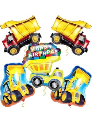 Happy Birthday Kamyon Folyo Balon 80 cm Inşaat Temalı Parti Malzemesi