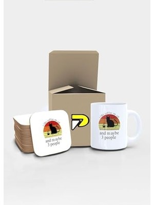 I Like Coffee My Cat Kedi Tasarımlı Baskılı Kupa Bardak Seti, Eğlenceli Özel Hediye Mug
