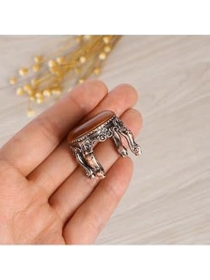 Exe Minyatür Mobilya Ahşap Yuvarlak Ahşap Metal Bebek Evi Çocuk Oyuncakları Bej