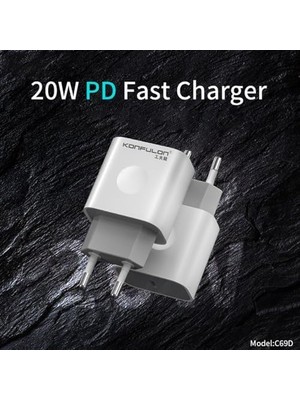 Yeni Nesil Pd-Type-C 20W Şarj Cihazı Başlığı C69D Beyaz