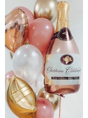 Rose Şampanya Şişesi Şekilli Folyo Balon