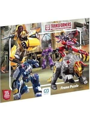 Transformers Lisanslı 35 Parça Çerçeveli 34X24CM Çocuk Puzzle Yapboz Yeni Serisi (Kahverengi)