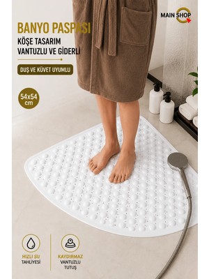 MAİN SHOP Vantuzlu Banyo Paspası & Kaydırmaz Zemin Duşakabin Paspası 54X54 cm M-163