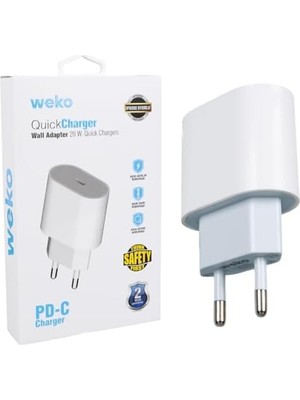 Weko WK-26524 Beyaz Pd 20 Watt IPHONE Tip-C Hızlı Şarj Başlığı