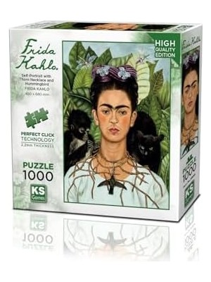 20665 Diken Kolye ve Sinek Kuşlu Kendi Portresi Kahlo 1000 Parça Puzzle