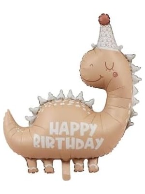 Retro Dinozor Folyo Balon Happy Birthday Yazılı Kukutelalı Dinazor Doğum Günü Balonu