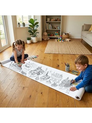 Çocuklar Için Eğitici 4 Metre Dev Aktivite Rulosu Gemiler 45 cm Genişliğinde