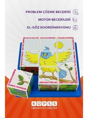 Uçan Hayvanlar 3D Puzzle - 9 Küp 6 Yapboz