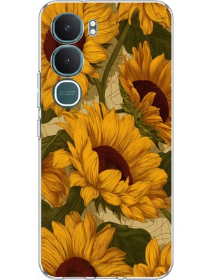 TechTree Vivo Y31 5g Uyumlu Altın Sarısı Ayçiçeği Bahçesi Baskılı Silikon Kılıf