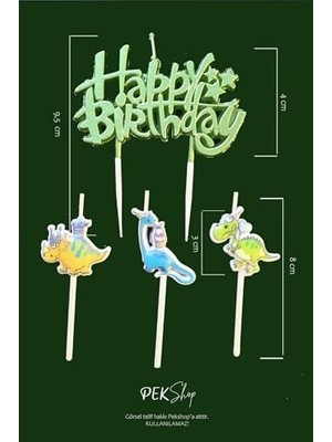 Dinazor Tema Happy Birthday Mum Seti 3lü Ayıcık Tema Doğum Günü Pasta Mum Seti