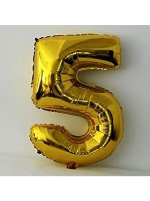 5 Rakamlı 16 Inç Renk Folyo Balon 36 cm (Altın)